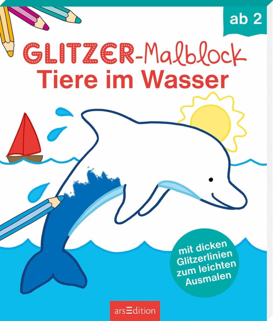 Glitzer-Malblock - Tiere im Wasser